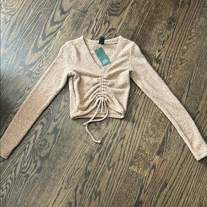 Knit Tan Long sleeve Crop top